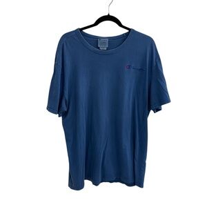 Champion Embroidered Blue Short Sleeve Tee Men's Size Large